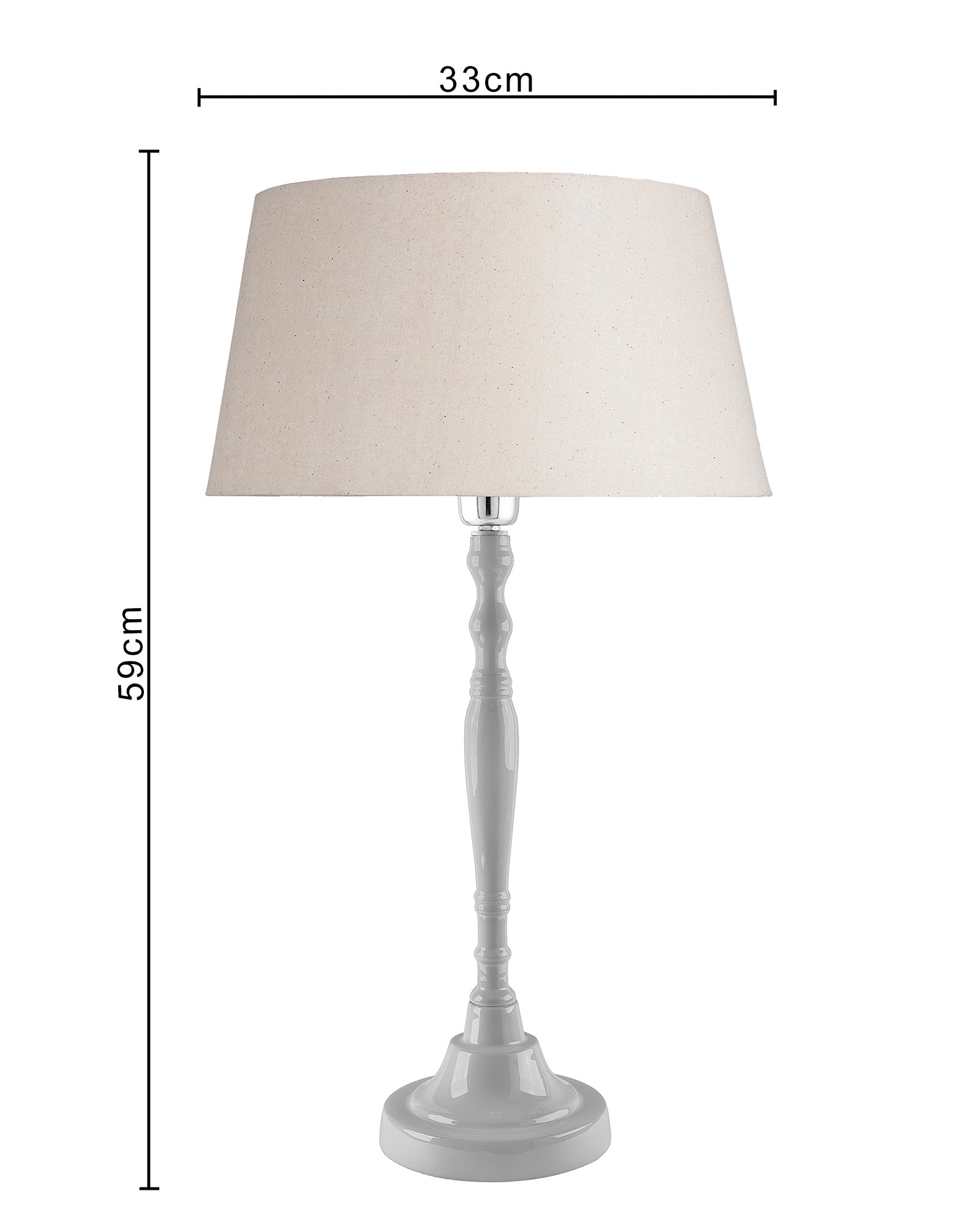 Glossy White Imperial Aluminium Table Lamp With Cone Shade, Bedside, Living Room Study Lamp, Bulb Included