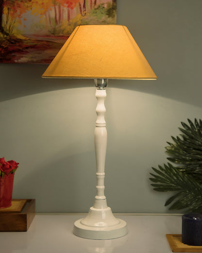 Glossy White Imperial Aluminium Table Lamp With Cone Shade, Bedside, Living Room Study Lamp, Bulb Included