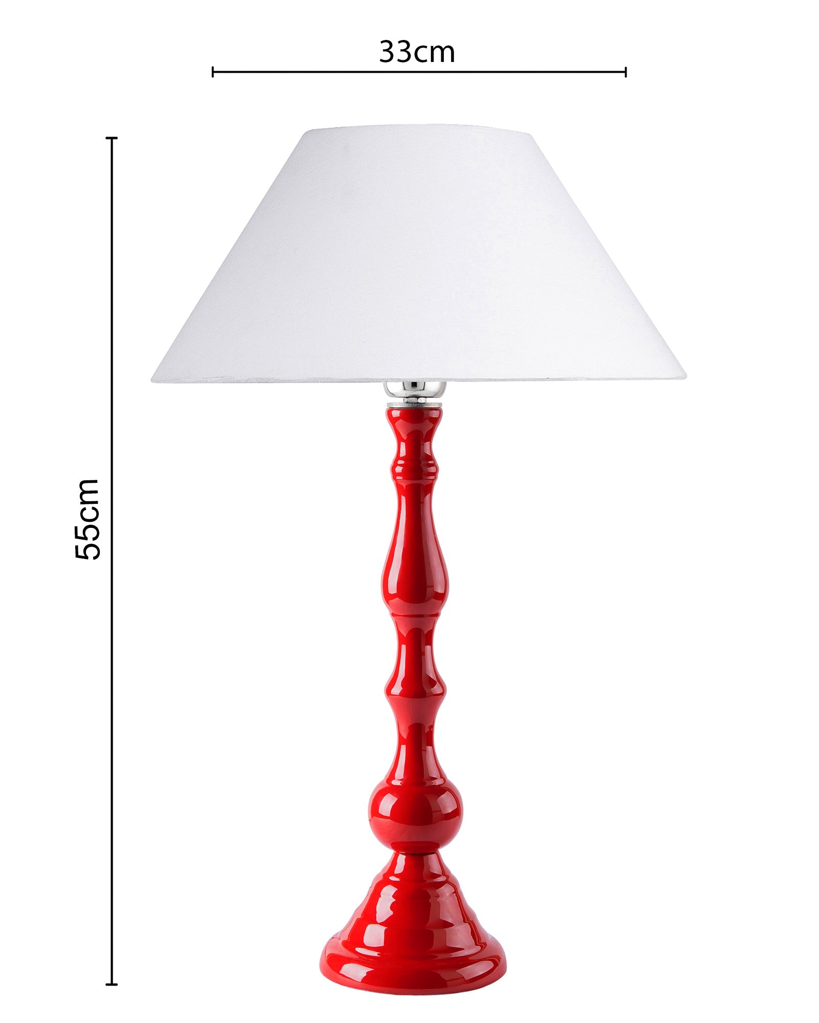 Glossy Red Teardrop Aluminium Table Lamp With Cone Shade, Bedside, Living Room Study Lamp, Bulb Included