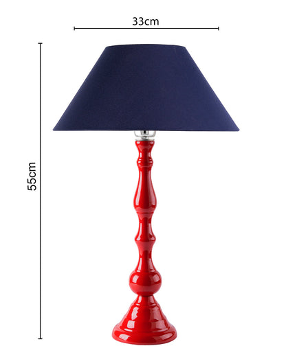 Glossy Red Teardrop Aluminium Table Lamp With Cone Shade, Bedside, Living Room Study Lamp, Bulb Included