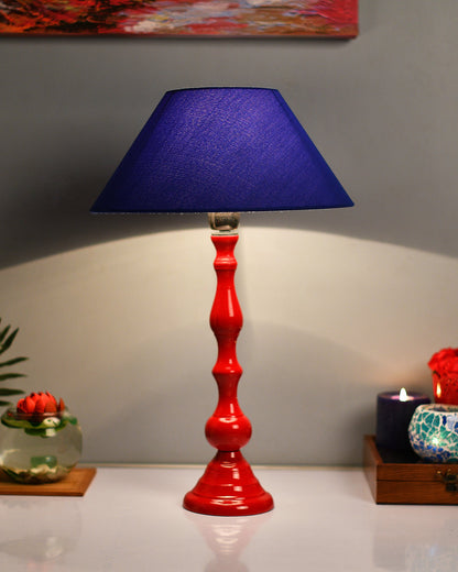 Glossy Red Teardrop Aluminium Table Lamp With Cone Shade, Bedside, Living Room Study Lamp, Bulb Included