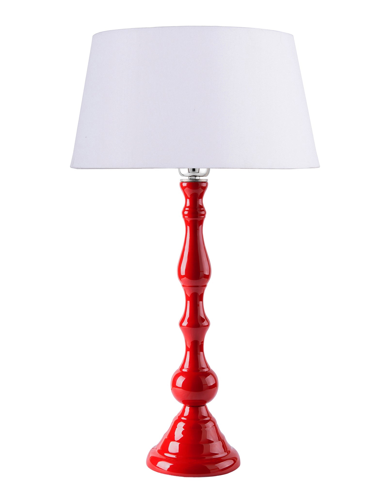 Glossy Red Teardrop Aluminium Table Lamp With Cone Shade, Bedside, Living Room Study Lamp, Bulb Included