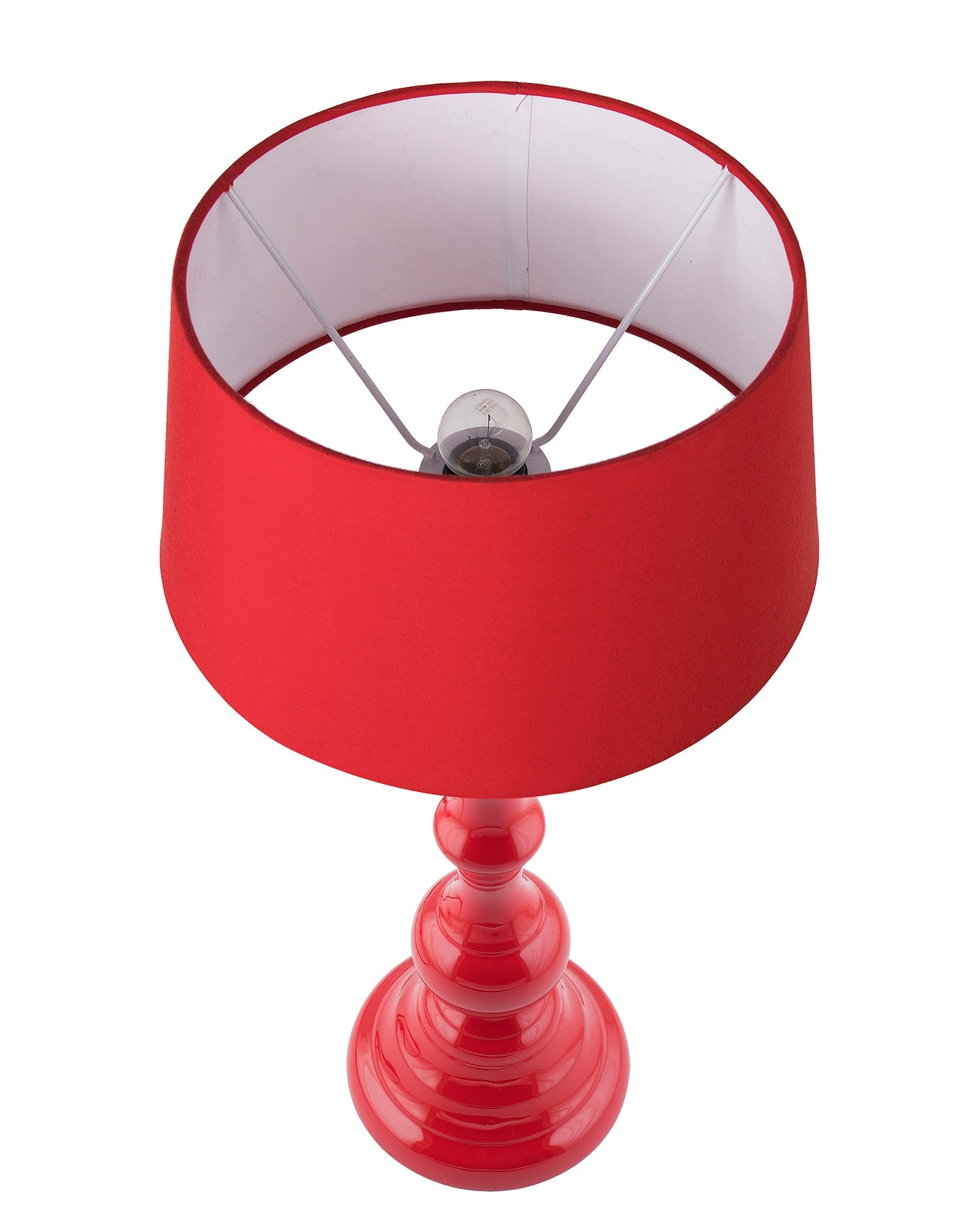 Glossy Red Teardrop Aluminium Table Lamp With Cone Shade, Bedside, Living Room Study Lamp, Bulb Included