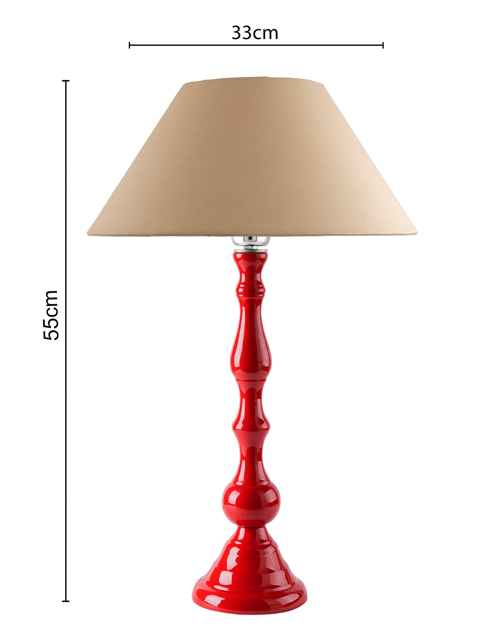 Glossy Red Teardrop Aluminium Table Lamp With Cone Shade, Bedside, Living Room Study Lamp, Bulb Included