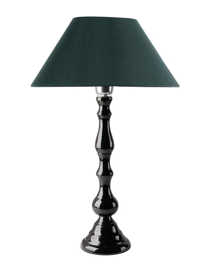 Glossy Black Teardrop Aluminium Table Lamp With Cone Shade, Bedside, Living Room Study Lamp, Bulb Included