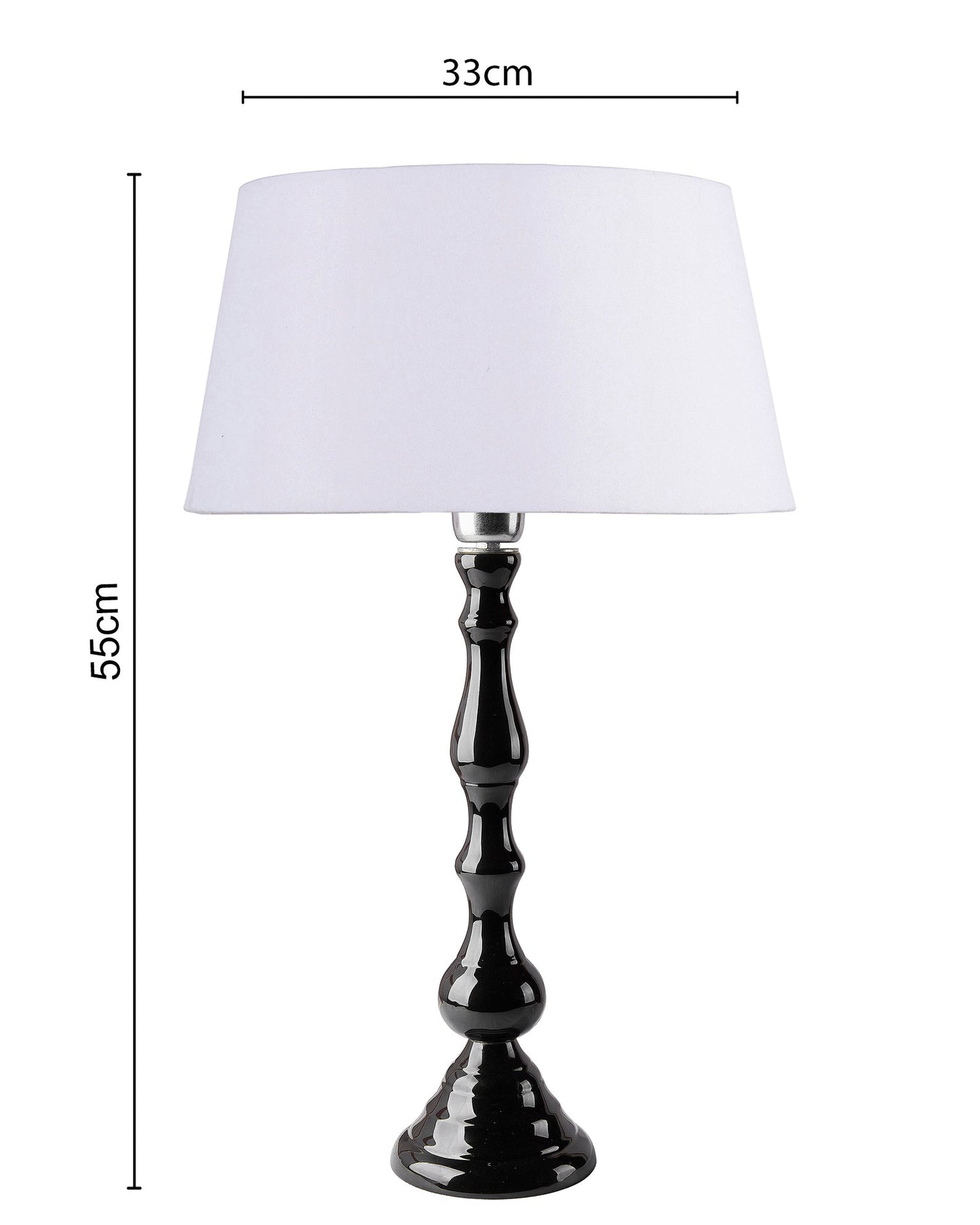 Glossy Black Teardrop Aluminium Table Lamp With Cone Shade, Bedside, Living Room Study Lamp, Bulb Included