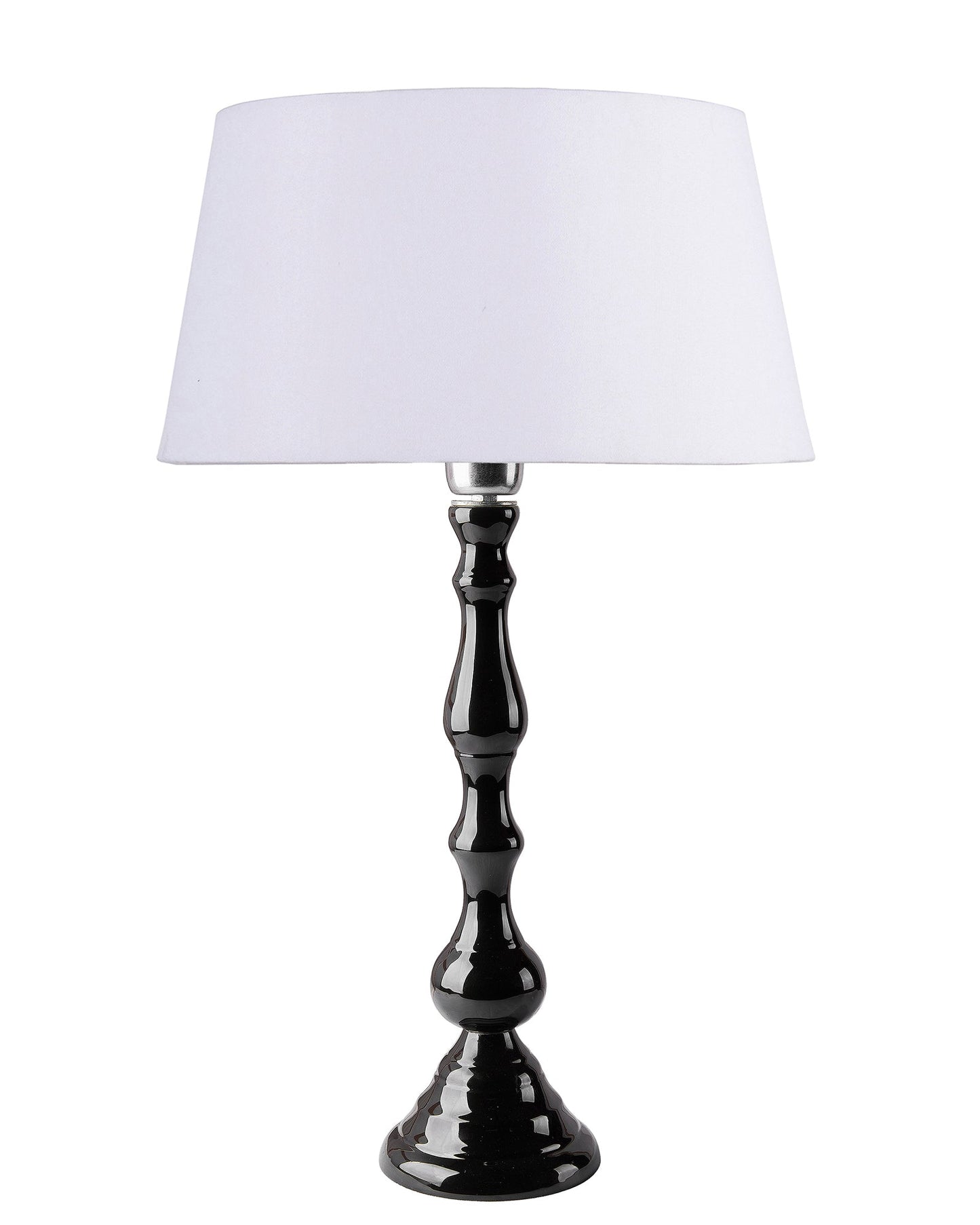 Glossy Black Teardrop Aluminium Table Lamp With Cone Shade, Bedside, Living Room Study Lamp, Bulb Included