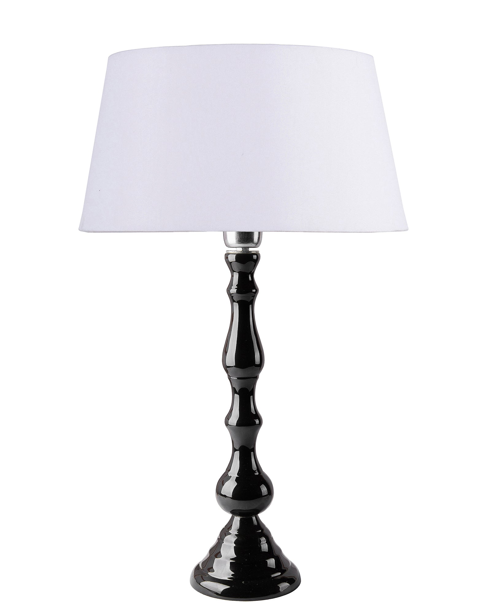 Glossy Black Teardrop Aluminium Table Lamp With Cone Shade, Bedside, Living Room Study Lamp, Bulb Included