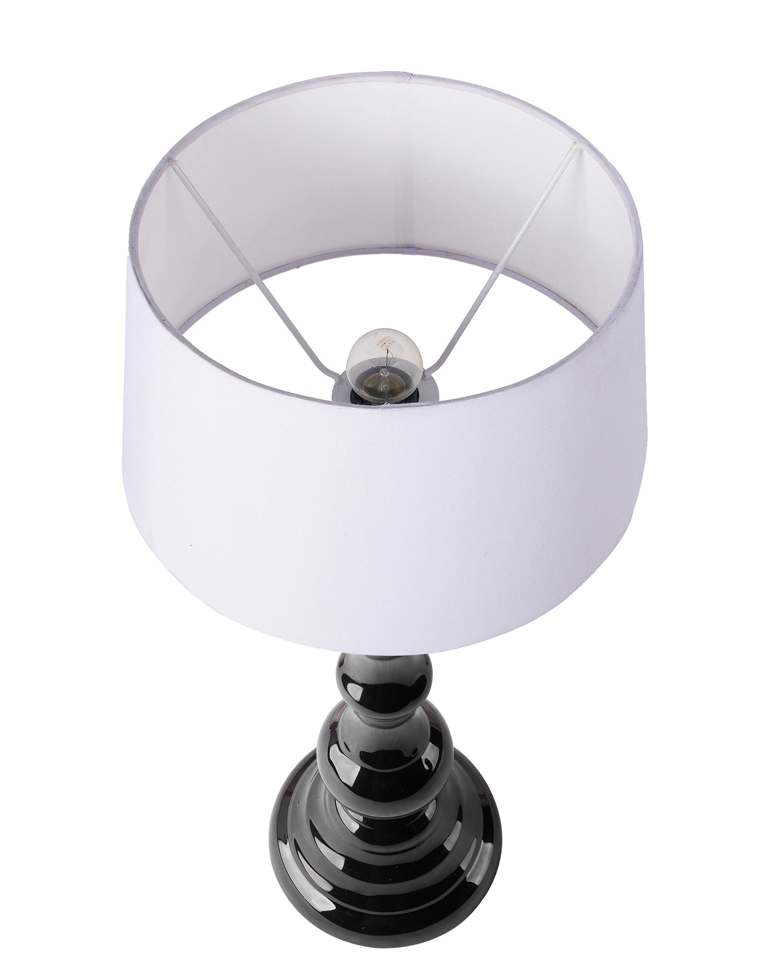 Glossy Black Teardrop Aluminium Table Lamp With Cone Shade, Bedside, Living Room Study Lamp, Bulb Included