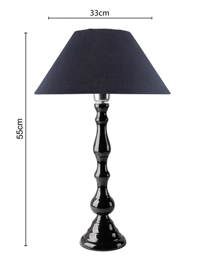 Glossy Black Teardrop Aluminium Table Lamp With Cone Shade, Bedside, Living Room Study Lamp, Bulb Included