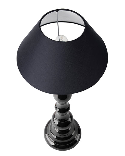 Glossy Black Teardrop Aluminium Table Lamp With Cone Shade, Bedside, Living Room Study Lamp, Bulb Included