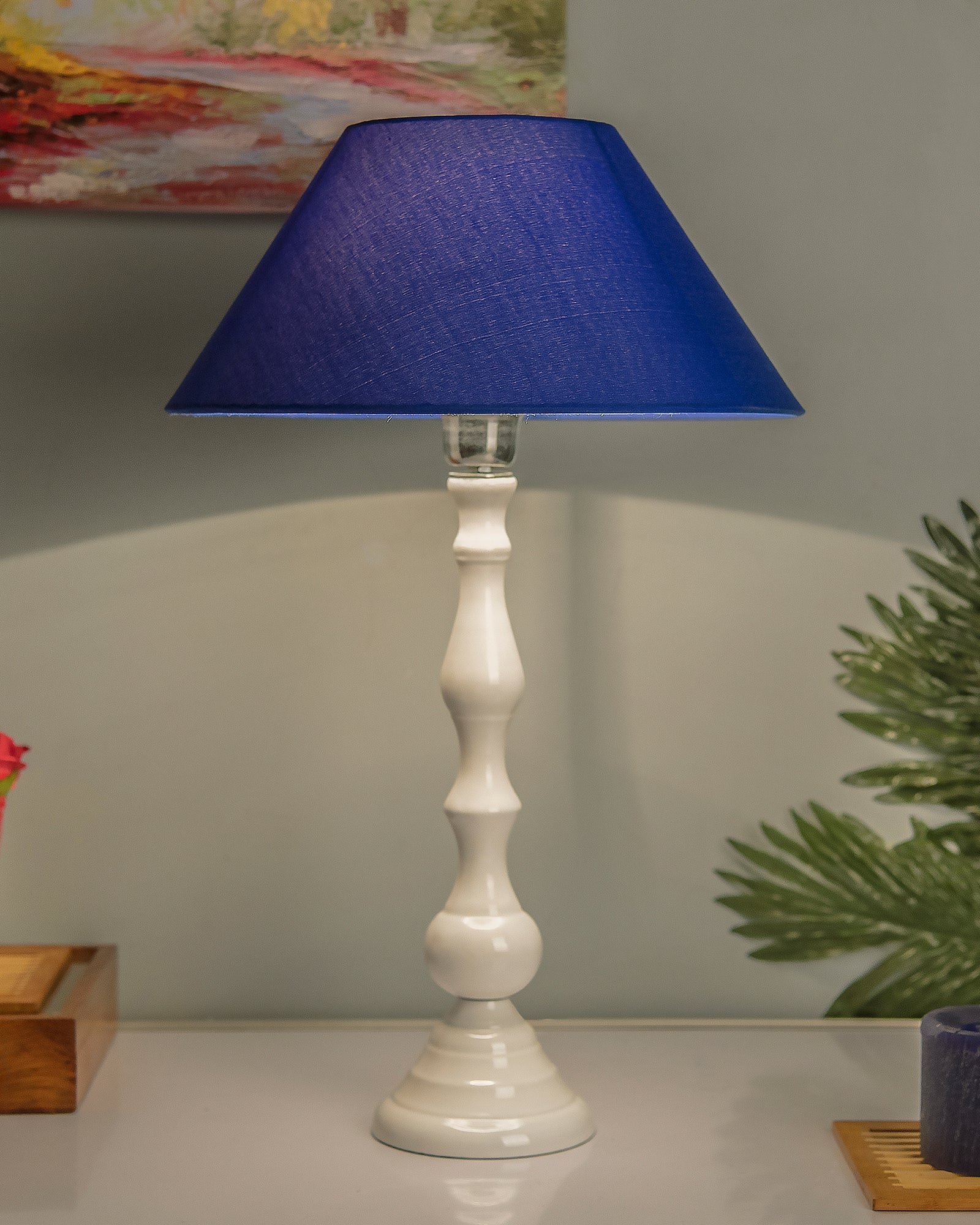 Glossy Black Teardrop Aluminium Table Lamp With Cone Shade, Bedside, Living Room Study Lamp, Bulb Included