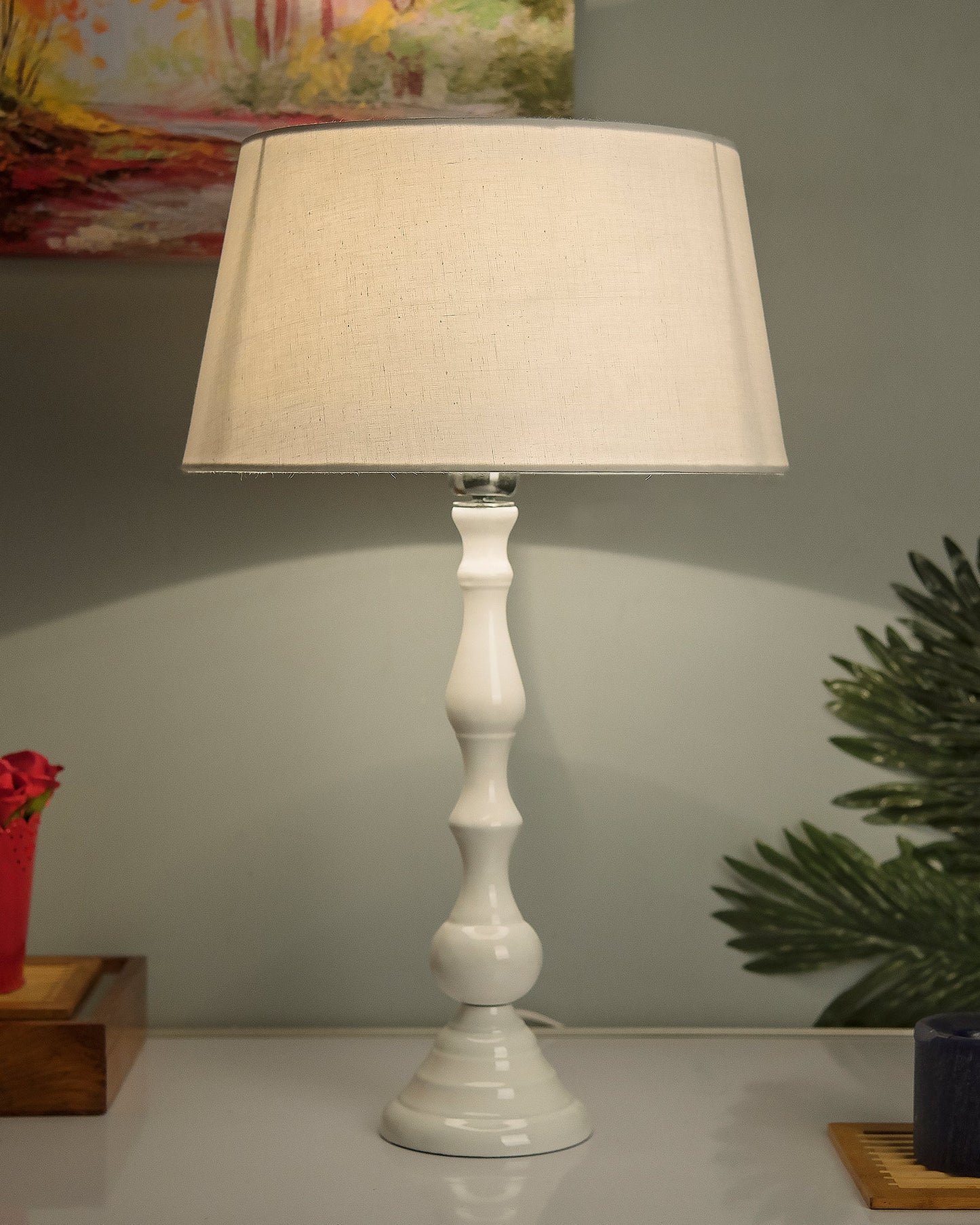 Glossy Black Teardrop Aluminium Table Lamp With Cone Shade, Bedside, Living Room Study Lamp, Bulb Included