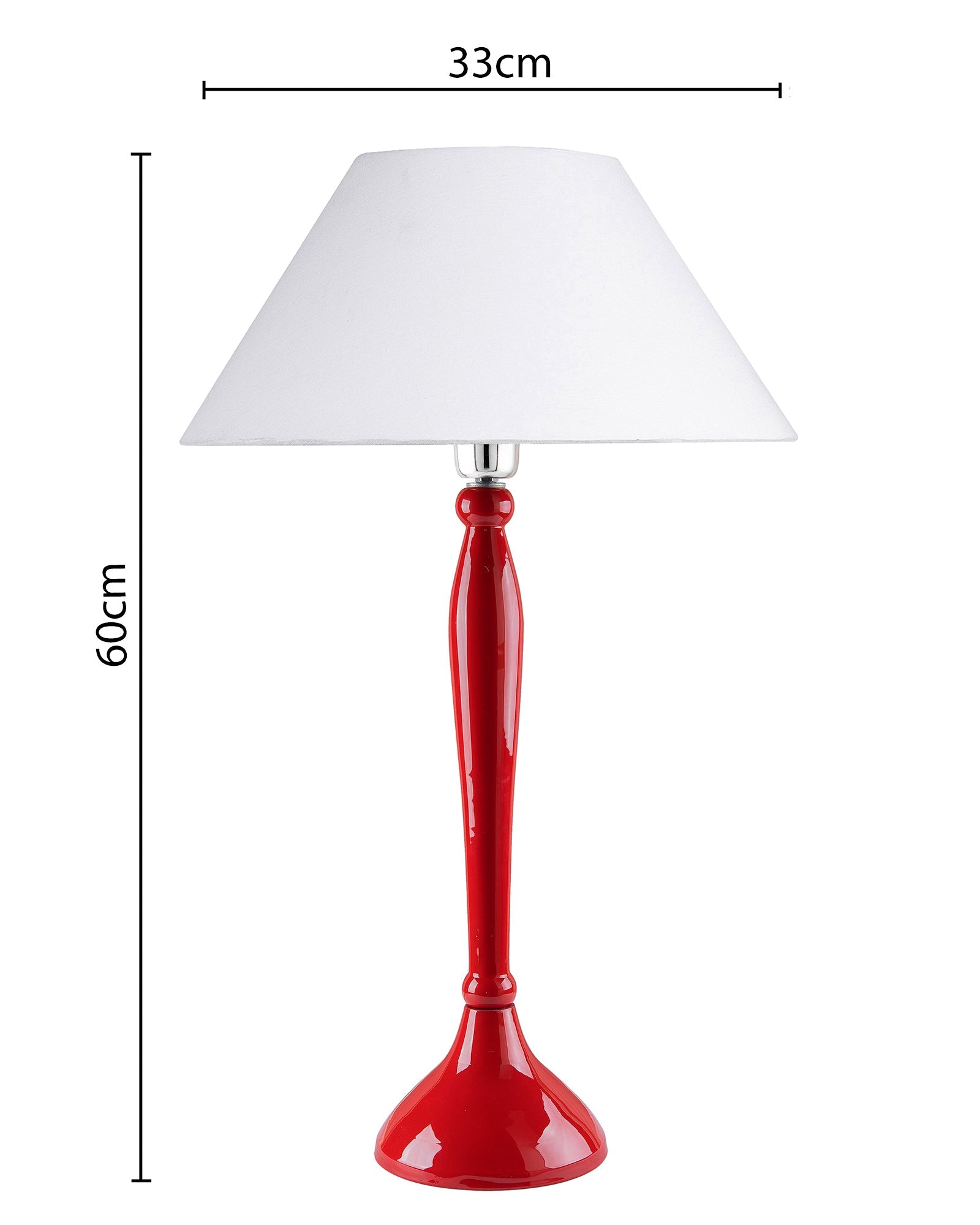 Glossy Red Royal Ovoid Aluminium Table Lamp With Cone Shade, Bedside, Living Room Study Lamp, Bulb Included