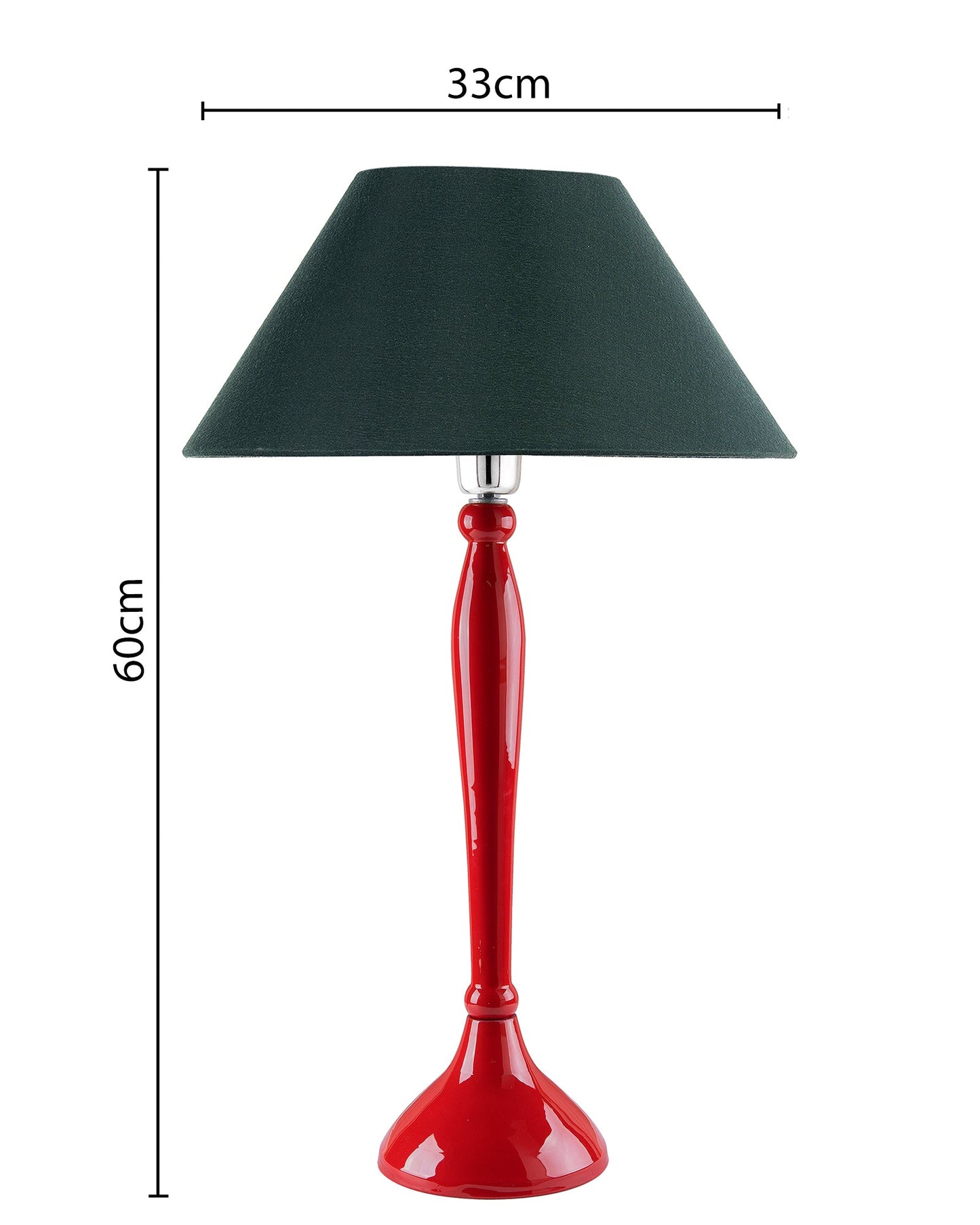 Glossy Red Royal Ovoid Aluminium Table Lamp With Cone Shade, Bedside, Living Room Study Lamp, Bulb Included