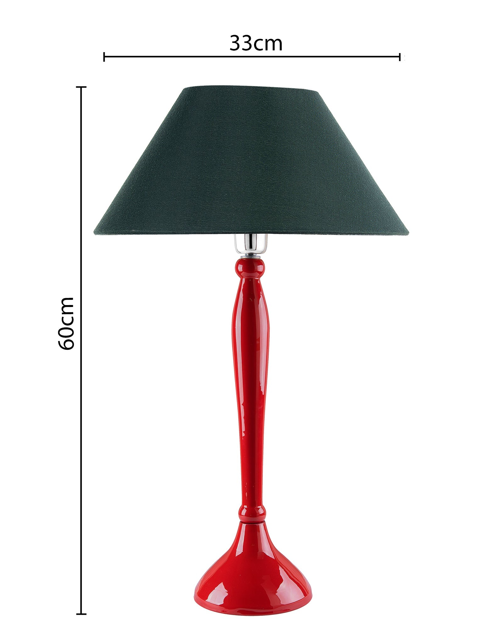 Glossy Red Royal Ovoid Aluminium Table Lamp With Cone Shade, Bedside, Living Room Study Lamp, Bulb Included