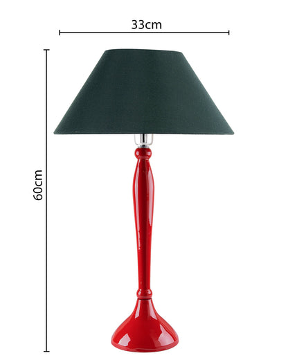 Glossy Red Royal Ovoid Aluminium Table Lamp With Cone Shade, Bedside, Living Room Study Lamp, Bulb Included