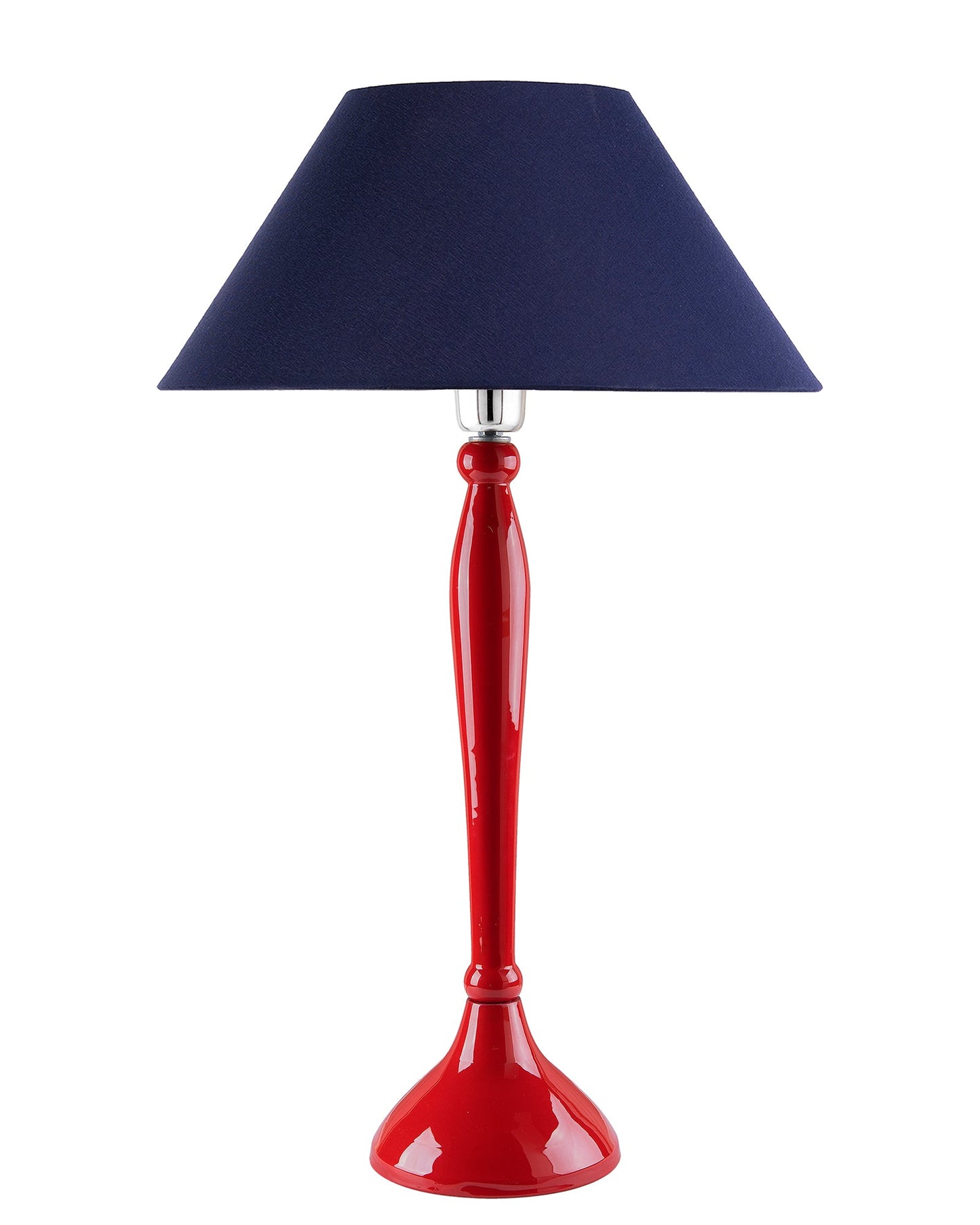 Glossy Red Royal Ovoid Aluminium Table Lamp With Cone Shade, Bedside, Living Room Study Lamp, Bulb Included