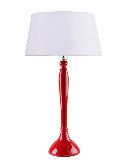 Glossy Red Royal Ovoid Aluminium Table Lamp With Cone Shade, Bedside, Living Room Study Lamp, Bulb Included
