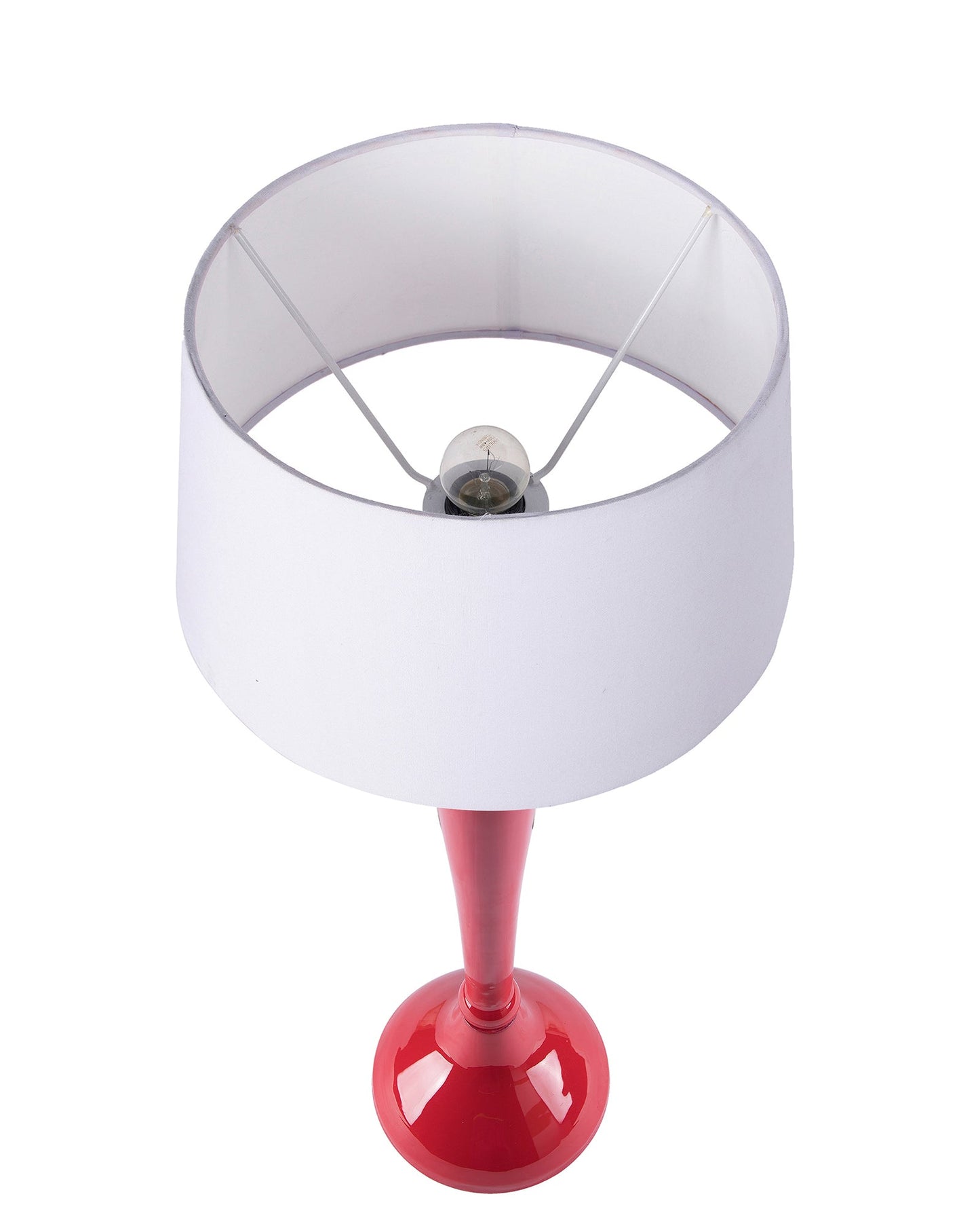 Glossy Red Royal Ovoid Aluminium Table Lamp With Cone Shade, Bedside, Living Room Study Lamp, Bulb Included