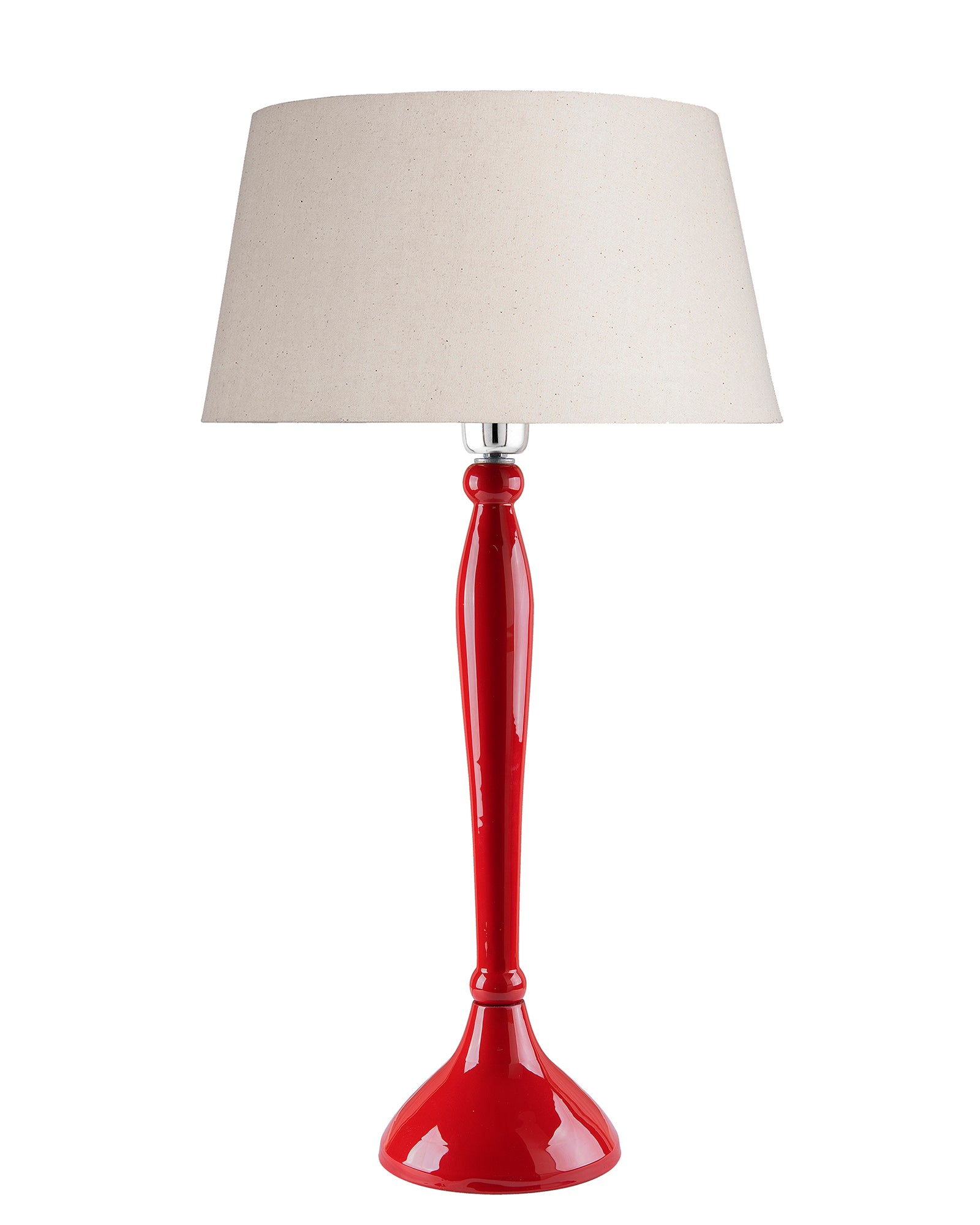 Glossy Red Royal Ovoid Aluminium Table Lamp With Cone Shade, Bedside, Living Room Study Lamp, Bulb Included