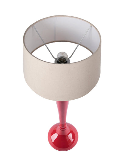 Glossy Red Royal Ovoid Aluminium Table Lamp With Cone Shade, Bedside, Living Room Study Lamp, Bulb Included