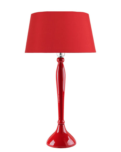 Glossy Red Royal Ovoid Aluminium Table Lamp With Cone Shade, Bedside, Living Room Study Lamp, Bulb Included