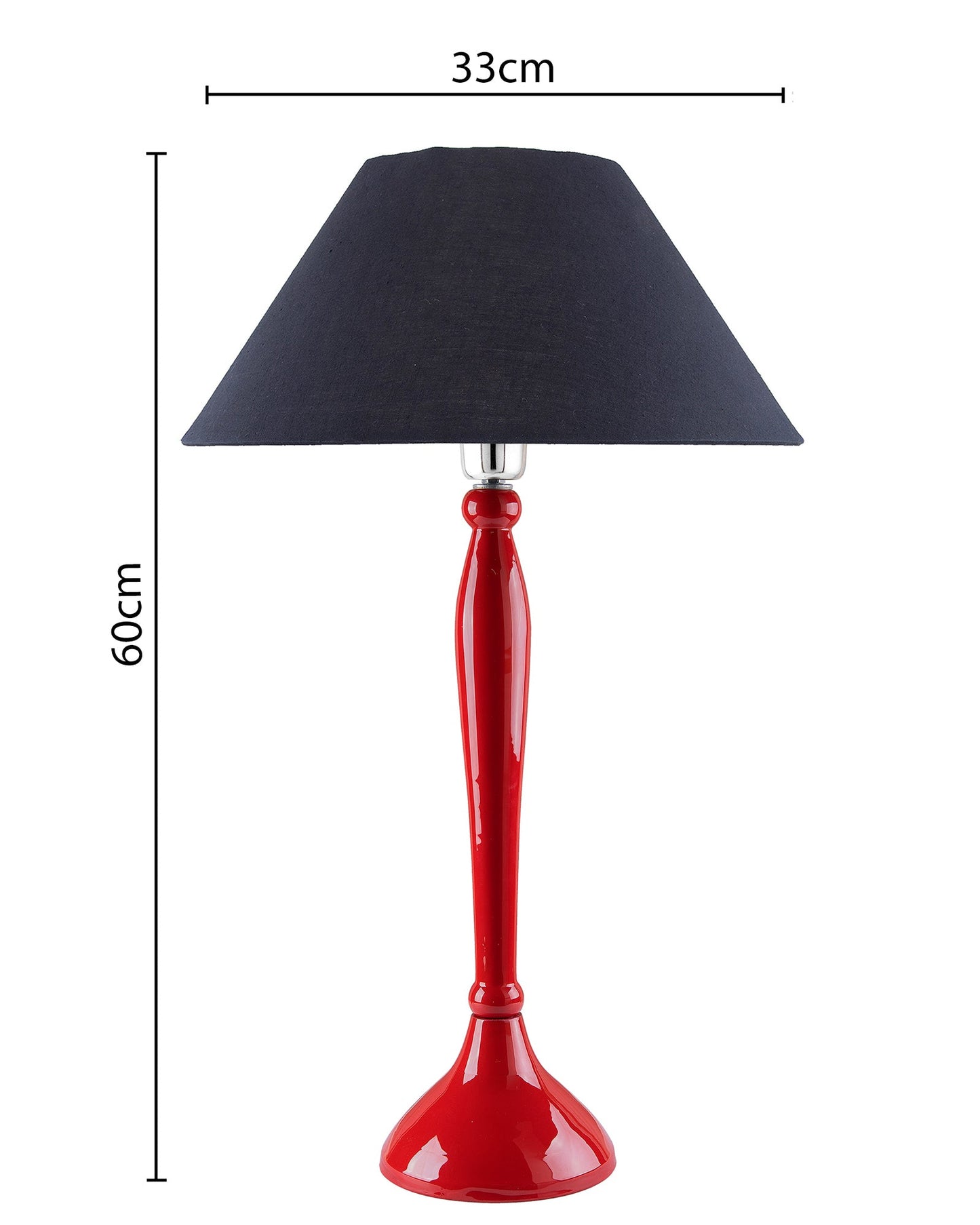 Glossy Red Royal Ovoid Aluminium Table Lamp With Cone Shade, Bedside, Living Room Study Lamp, Bulb Included