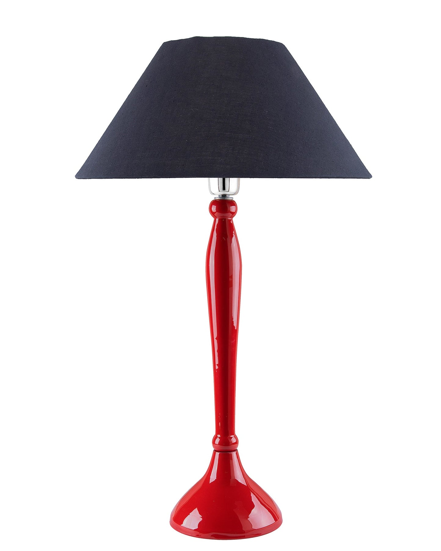 Glossy Red Royal Ovoid Aluminium Table Lamp With Cone Shade, Bedside, Living Room Study Lamp, Bulb Included