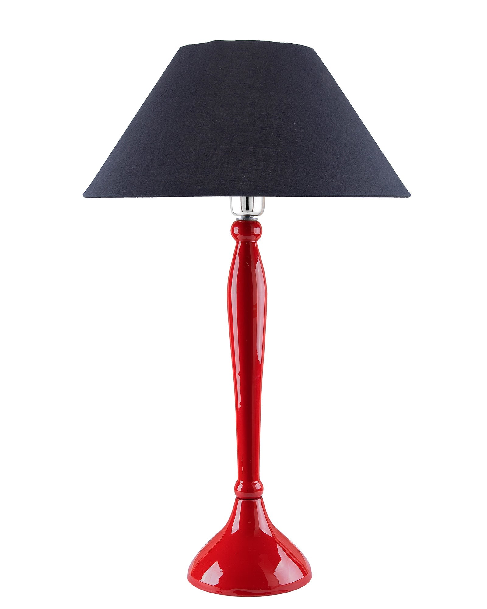 Glossy Red Royal Ovoid Aluminium Table Lamp With Cone Shade, Bedside, Living Room Study Lamp, Bulb Included