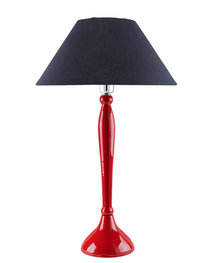 Glossy Red Royal Ovoid Aluminium Table Lamp With Cone Shade, Bedside, Living Room Study Lamp, Bulb Included