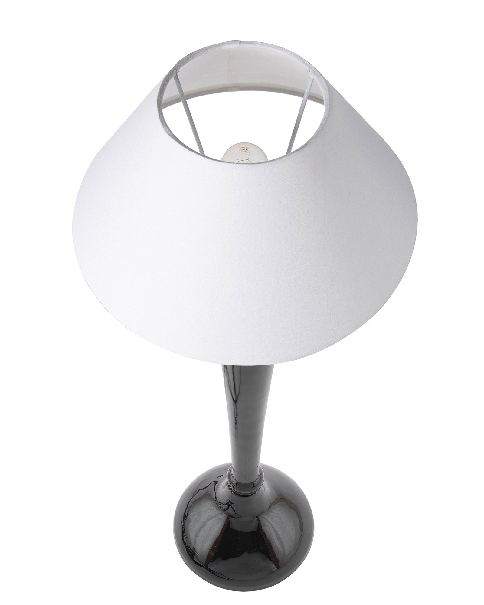 Glossy Red Royal Ovoid Aluminium Table Lamp With Cone Shade, Bedside, Living Room Study Lamp, Bulb Included