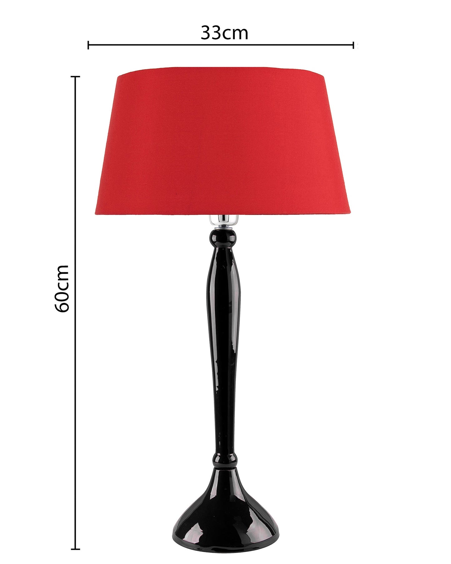 Glossy Red Royal Ovoid Aluminium Table Lamp With Cone Shade, Bedside, Living Room Study Lamp, Bulb Included