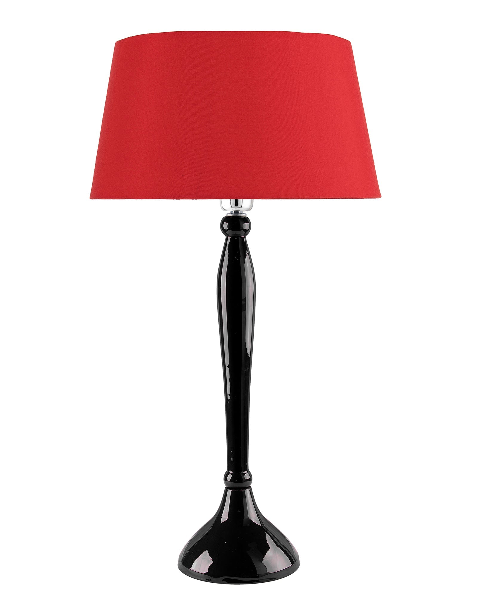 Glossy Red Royal Ovoid Aluminium Table Lamp With Cone Shade, Bedside, Living Room Study Lamp, Bulb Included