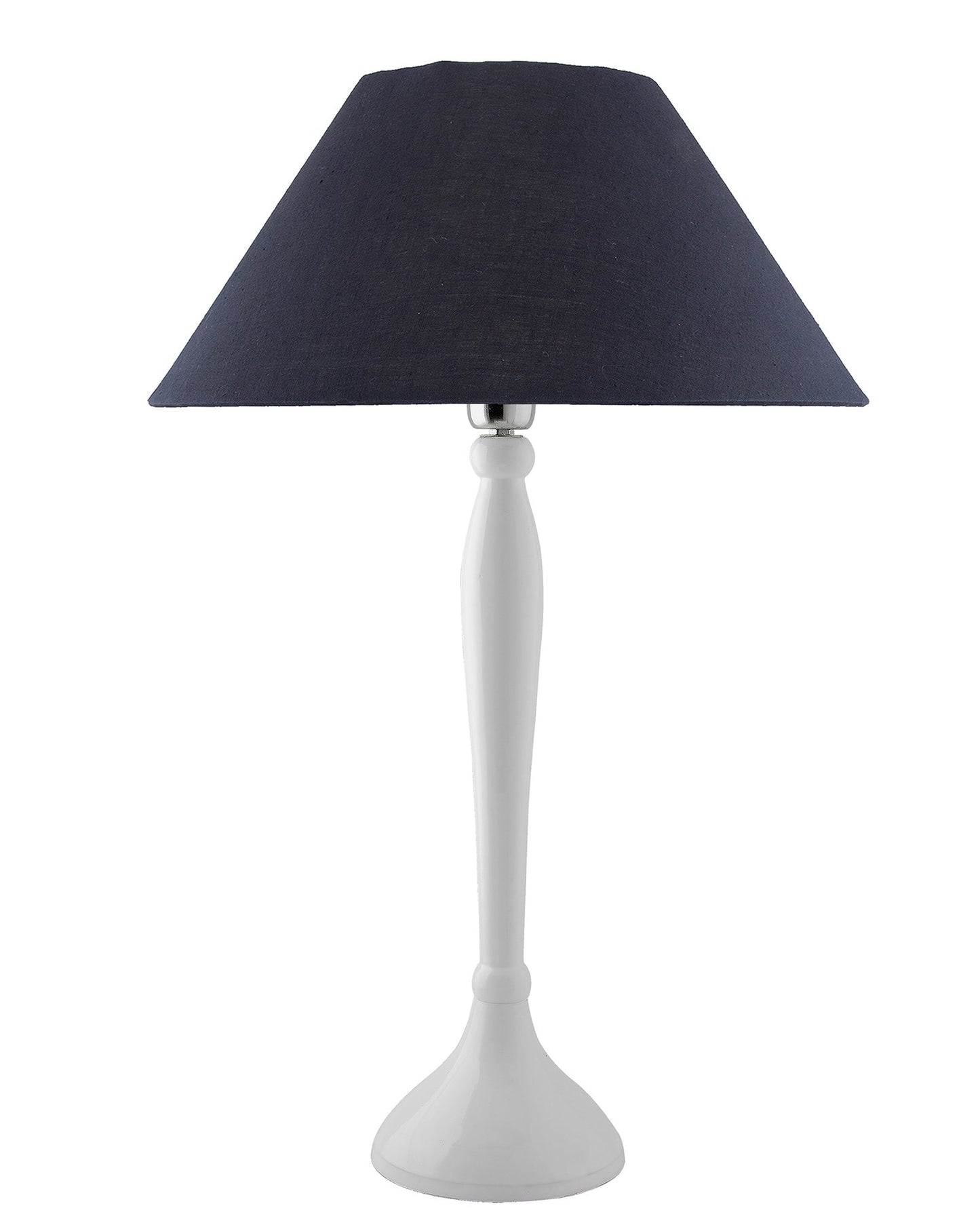 Glossy Black Royal Ovoid Aluminium Table Lamp With Cone Shade, Bedside, Living Room Study Lamp, Bulb Included