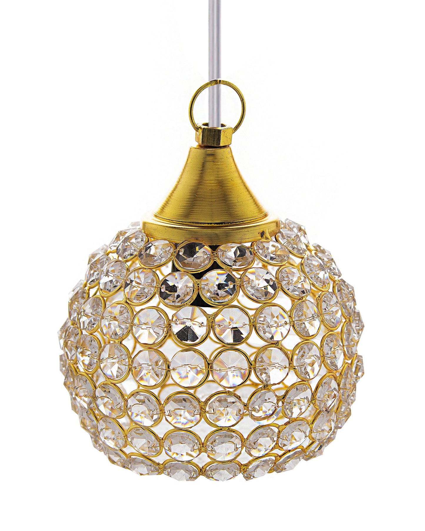 3-Lights Round Golden Cluster Chandelier Crystal Half Globe Hanging Light, E27 Holder, Decorative, URBAN Retro, Nordic Style, LED/Filament Bulb
