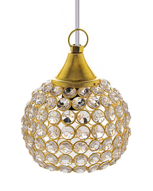 3-Lights Round Golden Cluster Chandelier Crystal Half Globe Hanging Light, E27 Holder, Decorative, URBAN Retro, Nordic Style, LED/Filament Bulb