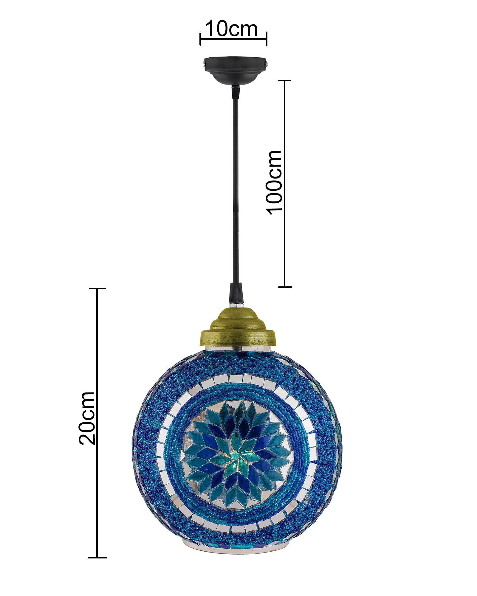 Turkish Moroccan Mosaic Blue Ceiling Hanging Light Chandelier Pendant Fixture Lantern, Handmade Glass Lamp