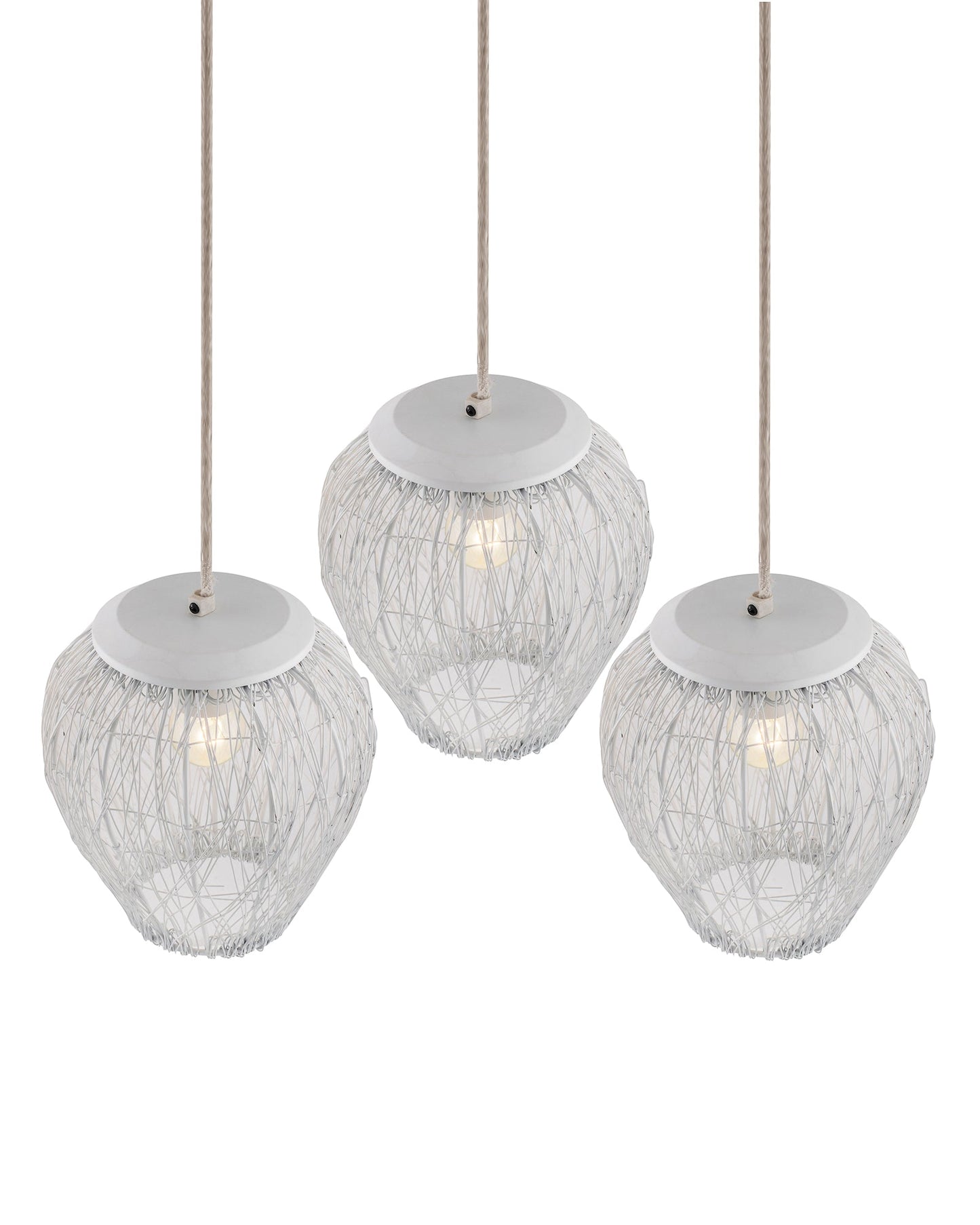 3-Lights Linear Cluster Chandelier White Steel Wire Mesh Pendant, Decorative, Black, Kitchen Area and Dining Room Light, LED/Filament Light