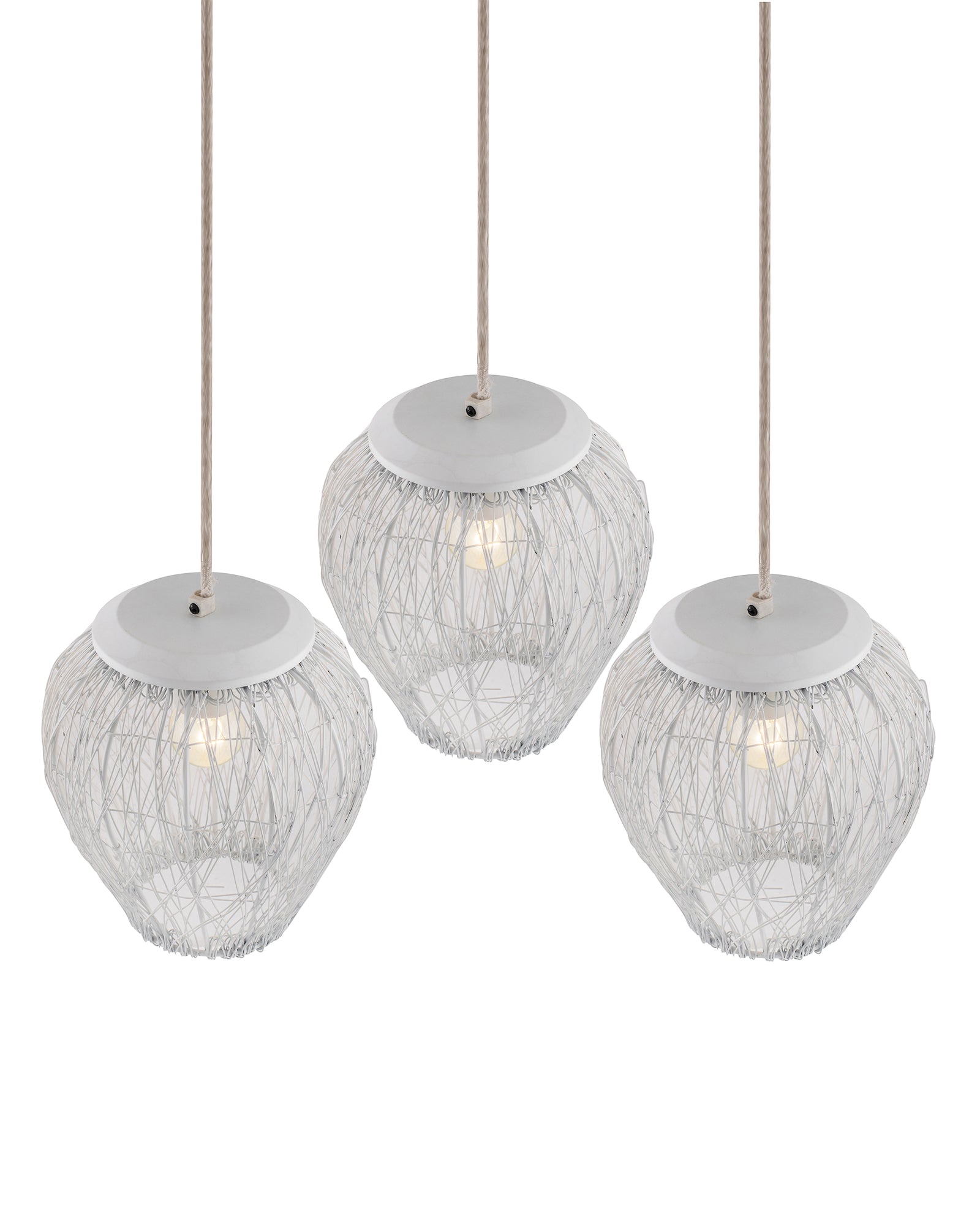 3-Lights Linear Cluster Chandelier White Steel Wire Mesh Pendant, Decorative, Black, Kitchen Area and Dining Room Light, LED/Filament Light