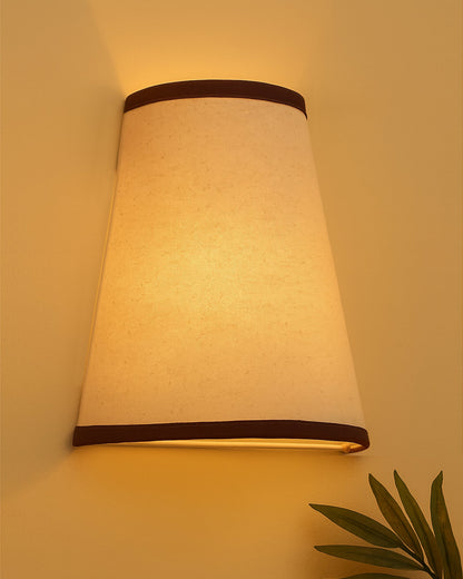 Wall Mounted Sconce Shade Lamp, Door Light E27, Khadi Fabric with Dark Brown Stripes, Cone, Modern Wall Light