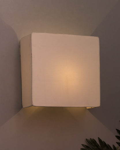 Wall Mounted Sconce Shade Lamp, Door Light E27, White Fabric,Square, Modern Wall Light