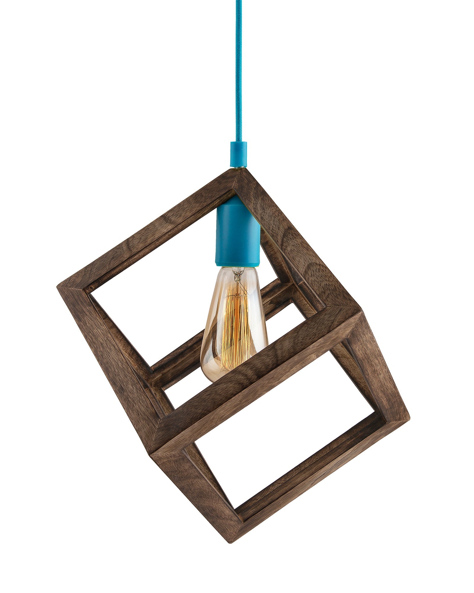 3-Lights Round Cluster Chandelier Modern Nordic Walnut Finish Wooden Pendant Cube Light with Silicone Holder, URBAN Retro, Nordic Style, LED/Filament Bulb