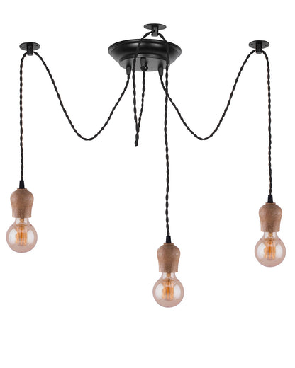 Arms Spider Chandelier Lamp, Natural Bubble Holder, Vintage Edison Style E 27 Adjustable DIY Ceiling Pendant Light, E27 Rustic Cluster Hanging Light(1.25 M, Black Twisted Wire)
