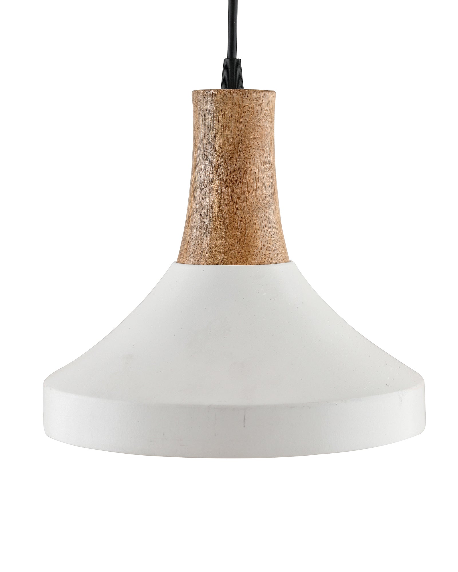 Parker Metal Wood Pendant Light, White Metal Natural Hanging Ceiling Light