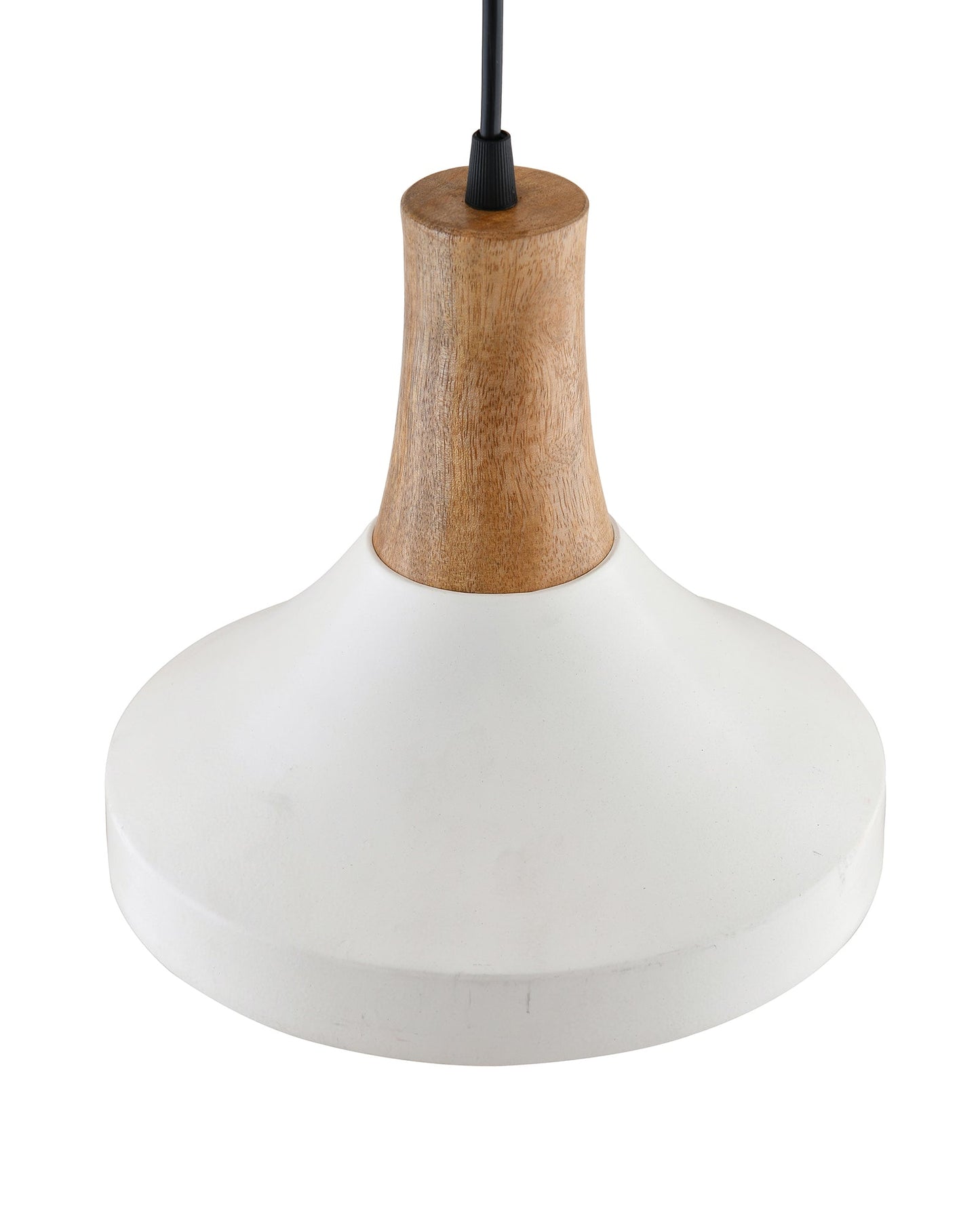 Parker Metal Wood Pendant Light, White Metal Natural Hanging Ceiling Light