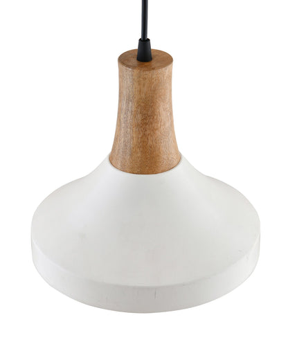 Parker Metal Wood Pendant Light, White Metal Natural Hanging Ceiling Light