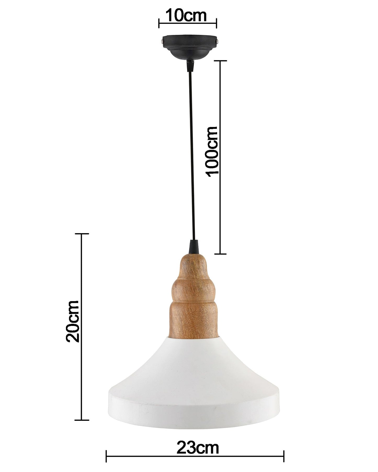 Parker Metal Wood Pendant Light, White Metal Natural Hanging Ceiling Light