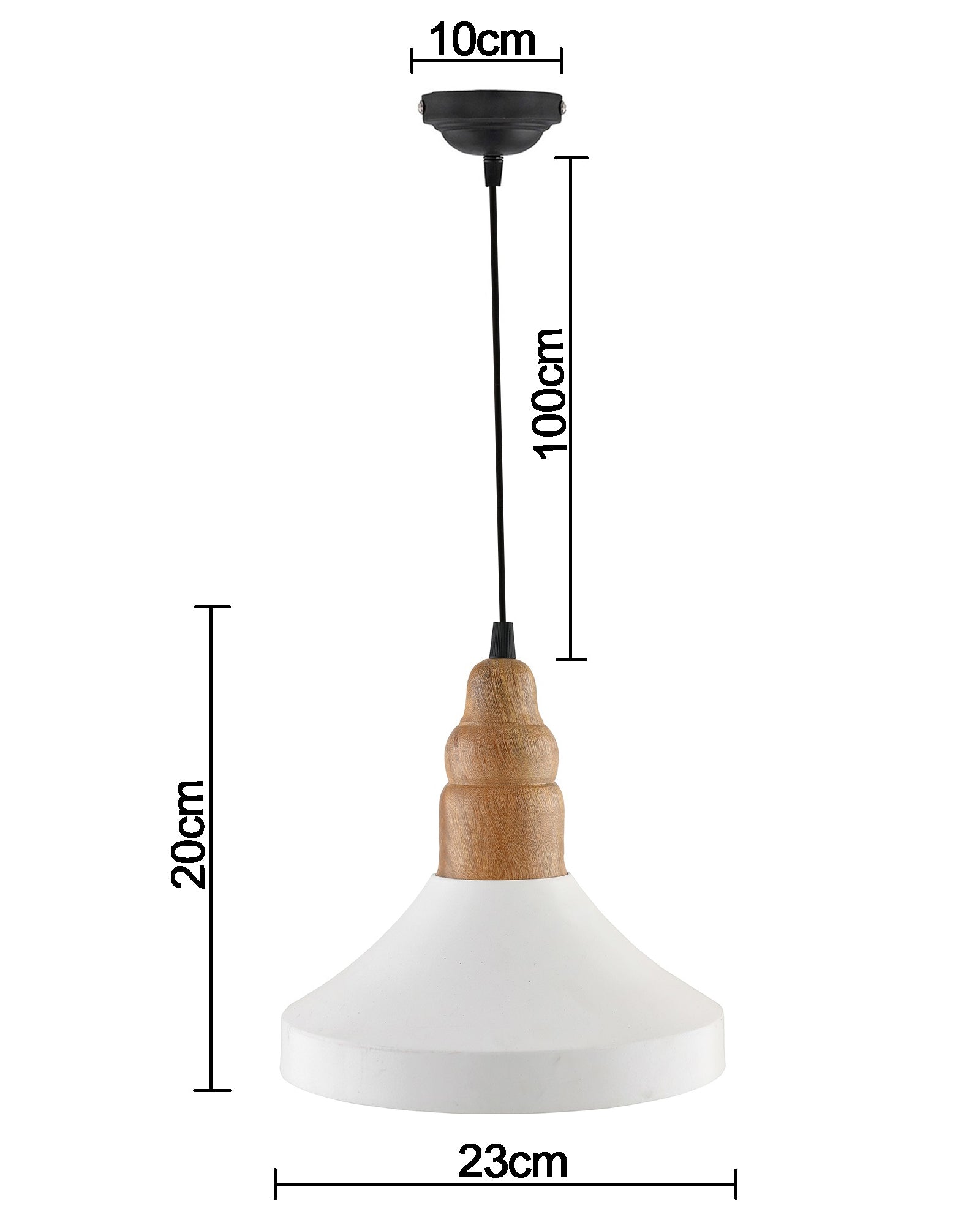 Parker Metal Wood Pendant Light, White Metal Natural Hanging Ceiling Light