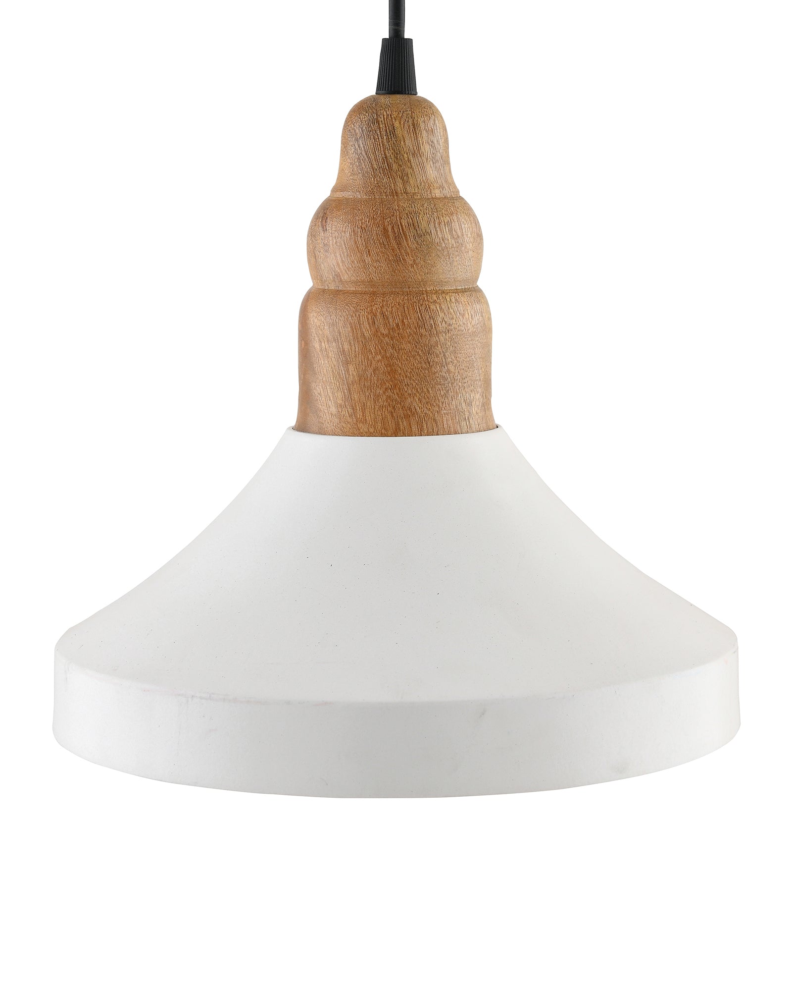 Parker Metal Wood Pendant Light, White Metal Natural Hanging Ceiling Light